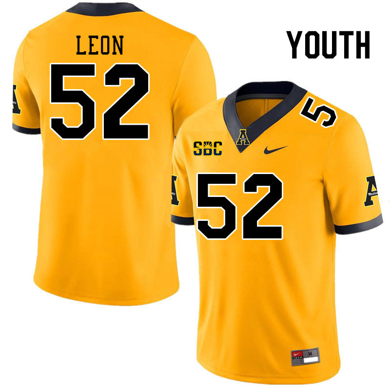 Youth #52 Orlando Leon Appalachian State Mountaineers College Football Jerseys Stitched Sale-Gold - Click Image to Close